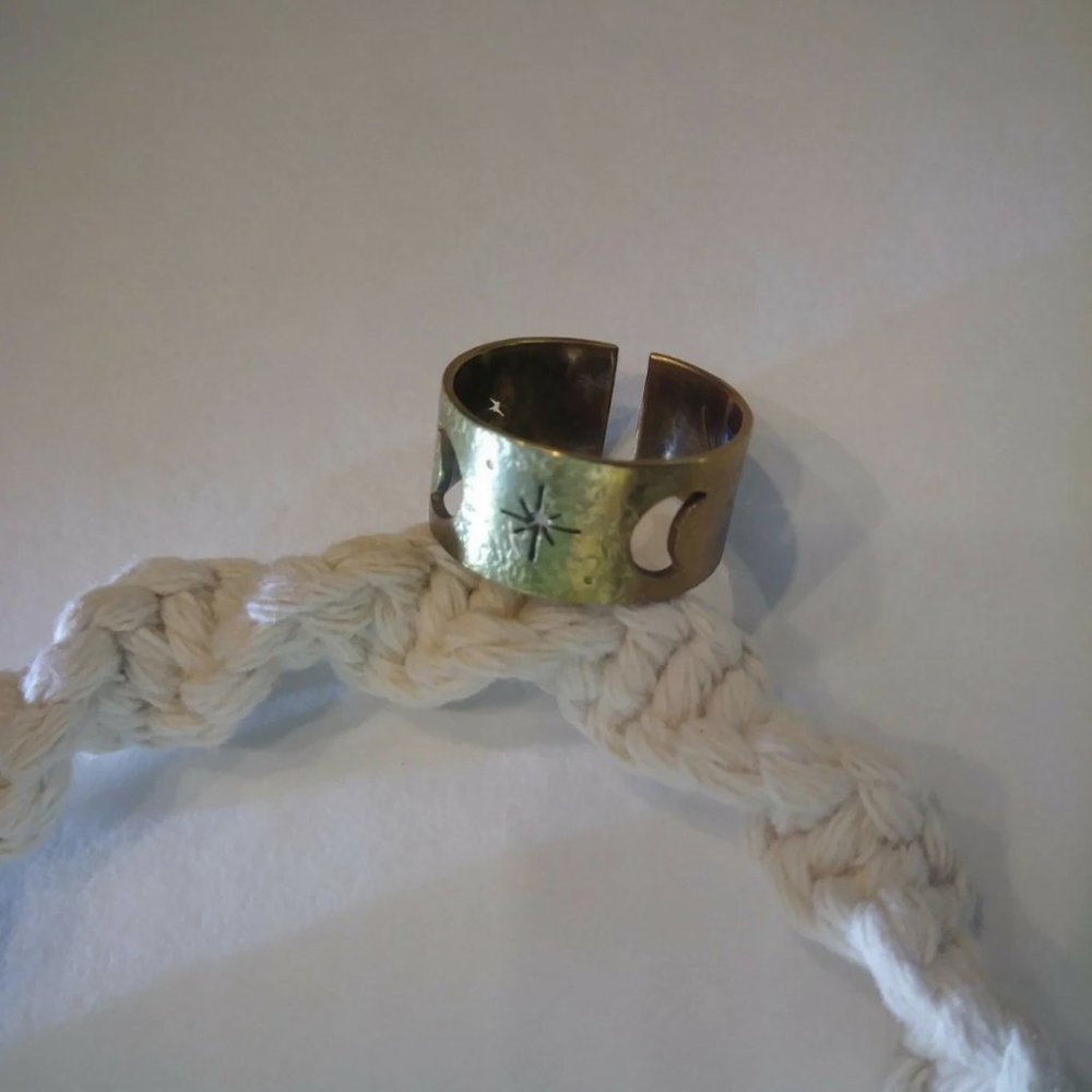 Brass moon adjustable ring